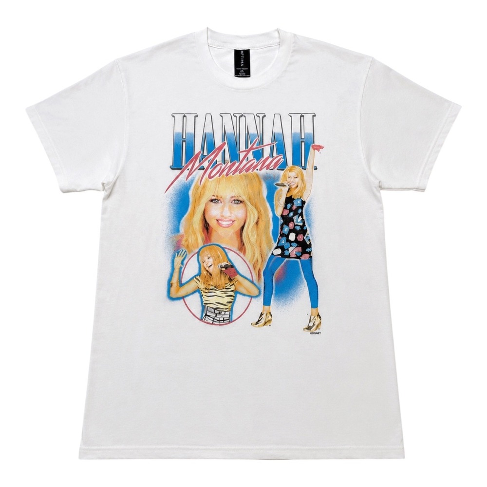 Disney Hannah Montana Miley Cyrus Graphic T-Shirt White Large
